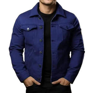 Custom Made Men's Long Stretch <b>Denim</b> <b>Jacket</b> Men Jean <b>Jacket</b> Cotton Blue Winter Plain <b>Denim</b> <b>Jacket</b> For Men Plus Size for sale - Product Image 2