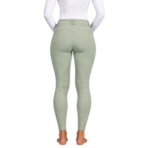 Leggings d'équitation pour femmes vert sauge, taille haute, extensibles, avec grip en silicone et assise intégrale, pour l'entraînement - Product Image 2