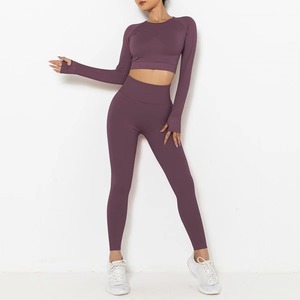 Women's 2-Piece Zip Front Gym Set <b>Long</b> <b>Sleeve</b> <b>Top</b> Mid-Waisted Leggings 4-Way Stretch Breathable Workout Yoga Fitness <b>Training</b> - Product Image 1