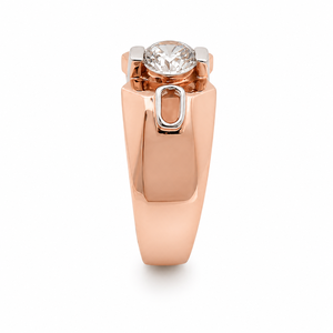 <b>Mens</b> 18KT rose Gold Round Cut Solitaire Cubic Zirconia <b>Ring</b> Polished Statement Band Luxury Wedding Party Gift Jewelry - Product Image 3