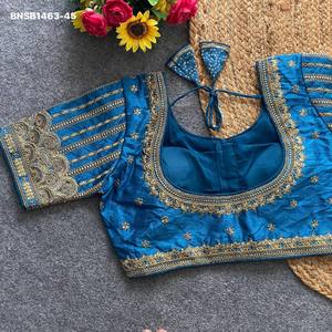 Heavy Phantom Silk with Sequence & Embroidered Padded Front-Hook <b>Blouse</b> Collection Supplier from Surat At Wholesale Rate - Product Image 6