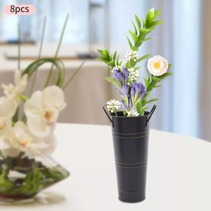 Ensemble de 8 vases à fleurs Art Déco modernes en acier galvanisé, faits à la main, avec design martelé, pour la décoration de la maison et de mariage, utilisation sur table, cadeau - Product Image 4