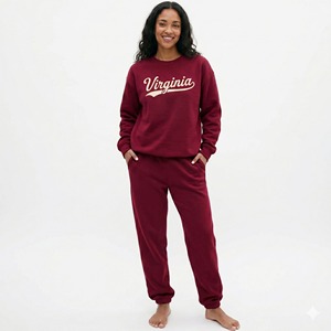Conjunto de Sudadera y Pantalones Deportivos de Felpa de Algodón de Alta Calidad Personalizado para Mujer, Chándal Verde Bosque Extra Grande de Dos Piezas - Product Image 5