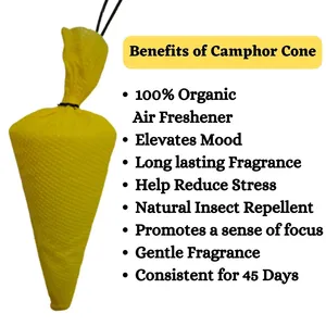 Cône de camphre naturel pur pour le nettoyage et l'assainissement de la maison, élimine les mauvaises odeurs, parfum frais pour la salle de bain, cône de camphre - Product Image 6