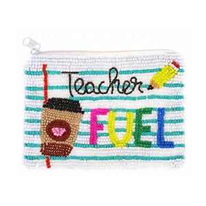 Porte-monnaie miniature fait main avec lettres perlées, fermeture éclair, luxe, écologique, haute qualité, durable, pochette créative pour clés, espèces et cartes - Product Image 3