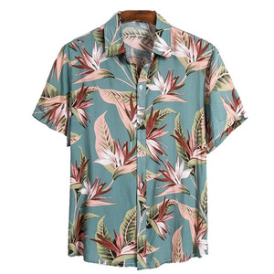 Chemise boutonnée florale pour homme, légère, imprimé palmiers, chemise de plage et de villégiature respirante, vente en gros d'usine, exportation - Product Image 1
