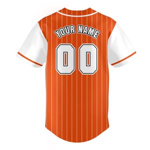 <b>Orange</b> Striped Baseball Jersey Short Sleeve Button Front Moisture Wicking Regular Fit Unisex Adult Team Name Printed - Product Image 3