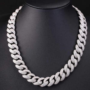 Collar de eslabones cubanos con incrustaciones de moissanita, chapado en plata 925, con corte brillante redondo, para regalo de fiesta - Product Image 6