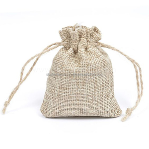 Bolsa de Mano de Lona de Yute, Bolsa Ecológica con Bolsillo para Llaves, Bolsas de Yute con Cordón para Regalos de Boda, Almacenamiento de Ropa - Product Image 5