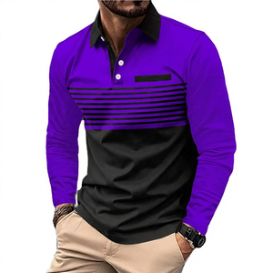 Men's Anti-Wrinkle Embroidered Short Sleeve Color Blocked <b>Striped</b> Zipper for <b>Shirt</b> Casual Knitted Top <b>White</b> Navy <b>Black</b> - Product Image 3