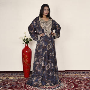 Vestido Abaya Kaftan Árabe Elegante y Modesto de Lujo Zillmill Eid Ramadan, Transpirable, ODM, con Bordado, Manga Larga y Encaje para Mujer - Product Image 2