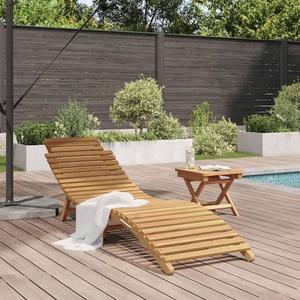 Chaise longue de jardin en bois d'extérieur, inclinable, avec lattes, pour le bord de la piscine - Product Image 1