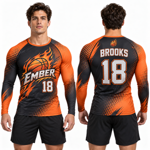 <b>Raglan</b> Compression Shirt Custom Team Logo Polyester Spandex Sports <b>Top</b> OEM Factory Sportswear Teamwear Fitness Practice Gym Wear - Product Image 2