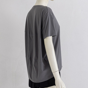 T-shirt de sport pour femme à manches courtes, élastique, pour l'été, la course, l'exercice, le yoga, 100 % coton - Product Image 5