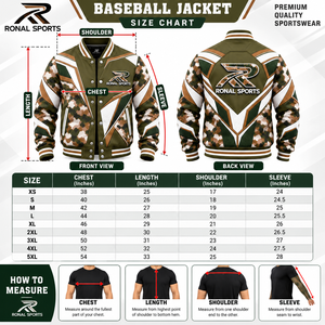 Chaquetas de Béisbol Personalizadas con Bolsillos y Parches Bordados, Chaqueta Casual, Chaquetas Bomber para Hombre, Impresión Personalizada por Ronal Sports - Product Image 6
