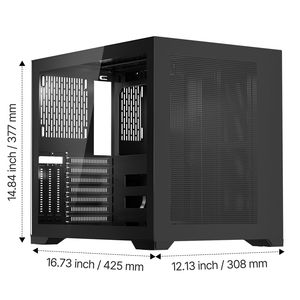 เคสคอมพิวเตอร์แบบ Dual Chamber Mid Tower สำหรับเล่นเกม พร้อมกระจกนิรภัย แผ่นกรองฝุ่นแม่เหล็ก และระบบจัดการสายเคเบิล - MATX - Product Image 3
