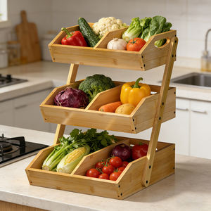 Organisateur de comptoir de salle de bain en bambou à 3 niveaux, étagère de rangement <span class=keywords><strong>pour</strong></span> produits de soin et cosmétiques - Product Image 2