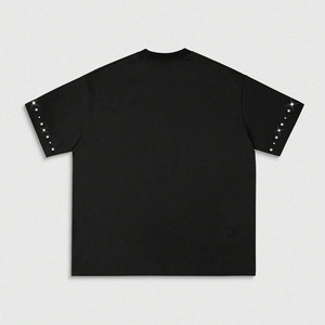 เสื้อยืดคอกลมสีดำประดับเพชรเทียมสำหรับผู้ชาย ขายส่ง MOQ ต่ำ ระบายอากาศได้ดี ผ้าฝ้าย 100% สตรีทแวร์ คุณภาพสูง - Product Image 2
