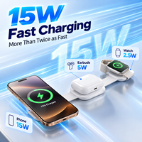 Chargeur sans fil magnétique 3 en 1 pliable 15W, ultra fin, portable, compatible Qi