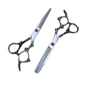 Kit de ciseaux de coiffure professionnels personnalisés avec logo, en acier inoxydable, manche en céramique, ciseaux à effiler pour droitiers, pour cheveux - Product Image 1
