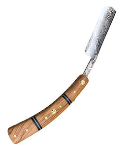 Aesthetic Handmade Damascus Steel Straight Razor with <b>Black</b> and Brown Pakka Wood Handle Personalized Blade Exotic Classic Barber - Product Image 4