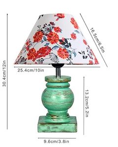 Lámpara de Mesa con Pantalla de Tela Floral Verde, Estilo Empire, Decorativa, para Dormitorio o Sala de Estar - Product Image 2