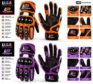 Gants de moto en cuir Lone Mission Industry, longueur poignet, sportifs, respirants, écologiques, compatibles écran tactile, usage quotidien, quatre saisons - Product Image 2