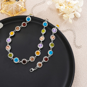 Collar y Pulsera de Circonita Cúbica Colorida, Cadena de Tenis Multicolor CZ, Joyería Arcoíris para Mujer, Accesorios Elegantes para Fiesta - Product Image 3