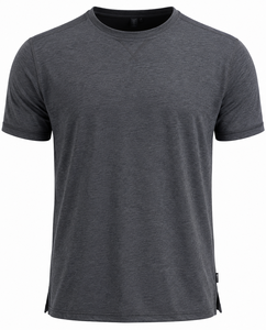 T-shirt en jersey gris foncé uni pour homme, manches courtes, col rond, coupe classique, vêtement décontracté, tissu respirant tricoté - Product Image 2