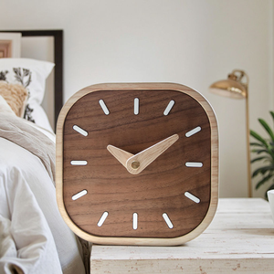 Reloj de Mesa de Madera de Nogal Negro de Estilo Nórdico Simple, Creativo para Dormitorio, Mesita de Noche, Escritorio y Mesa - Product Image 2