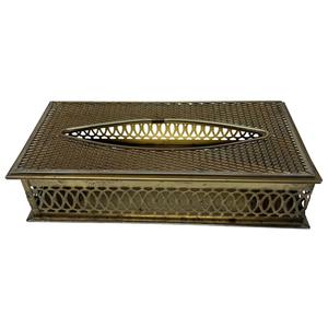 Boîte à mouchoirs rectangulaire en métal doré style vintage avec découpes, pour cuisine, hôtels, restaurants et buffets de complexes hôteliers, en provenance d'Inde - Product Image 1