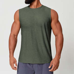 Camisetas sin mangas de poliéster y spandex con logotipo personalizado para hombre, transpirables, de punto, sin mangas, para gimnasio, entrenamiento al aire libre, bordadas. - Product Image 4