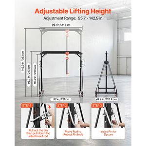 Grue portique réglable de 5 tonnes, hauteur de levage maximale de 6 m, palan de levage portable pour atelier - Product Image 5