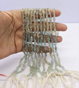 Cuentas ovaladas talladas a mano en tono aguamarina AAA de 5x7-6x8 mm, cuentas de piedras preciosas de aguamarina de 14 pulgadas para la fabricación de joyería. - Product Image 6