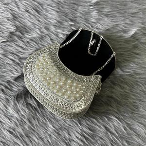 Handcrafted Pearl-<b>Embellished</b> <b>Clutch</b> | Intricately Beaded Design purse bag Perfect for Weddings Parties Bridal Events Occasions - Product Image 3