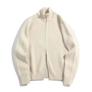 <b>Men's</b> Stand Collar <b>Zip</b> Up Knitted Wool Jacket Casual <b>Full</b> <b>Zip</b> <b>Cardigan</b> - Product Image 4