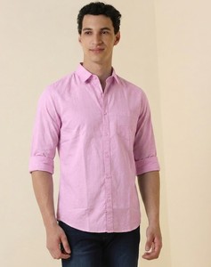 Chemise décontractée pour homme Enovate à double boutonnage, couleur unie, manches longues, col rabattu, respirante, en coton tissé, logo au dos du col, ODM - Product Image 2