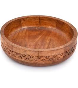 ชามไม้ดีไซน์ใหม่ ชามเสิร์ฟอาหารทรงกลมทำจากใยไผ่ คุณภาพสูงจากอินเดีย - Product Image 2