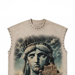 Camiseta sin Mangas Personalizada con Pedrería, 100% Algodón, Ecológica, Tela Suave, Unisex, Ropa Urbana, Venta al Por Mayor OEM - Product Image 6