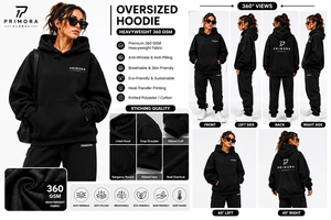 Sweat à capuche noir surdimensionné pour femme avec impression personnalisée sur le devant, en molleton, coupe classique, pour l'automne - Product Image 3