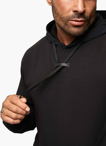 Sudadera con Capucha Negra para Hombre, Corte Regular, Tejido de Poliéster, Estilo Casual Urbano, Transpirable, Diseño Sólido, Ropa de Otoño - Product Image 4