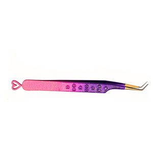 Pince à cils personnalisée à pointe coudée 45/90 degrés, avec embouts en fibre, breloques anti-magnétiques en acier inoxydable, longueur 10 mm - Product Image 4