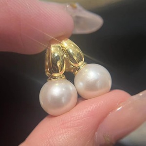 ต่างหูมุกน้ำจืด Edison ดีไซน์อเนกประสงค์ ขนาดใหญ่ เงินแท้ S925 ให้แสงสว่างสวยงาม สง่างาม ทนทาน - Product Image 1