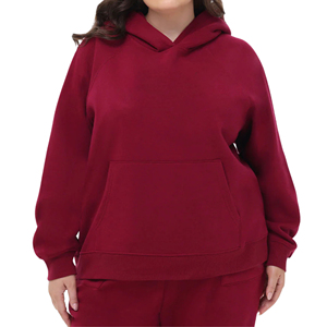 Sweat-shirt à capuche unisexe bordeaux à manches raglan, en molleton uni, avec poche kangourou, coupe ample - Product Image 4