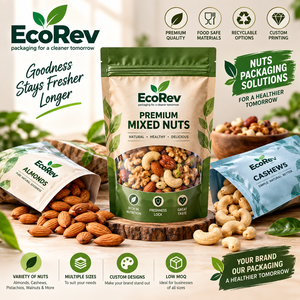 EcoRev Custom Stand Up Pouches Laminated BOPP Food Grade Heat Seal Digital Printing For Snacks - Product Image 6