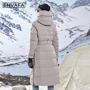 Abrigo Largo Acolchado de Invierno para Mujer, de Alta Calidad, con Capucha, Impermeable, Chaqueta de Esquí Gruesa y Cálida con Cinturón, Ropa Exterior de Moda - Product Image 2