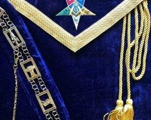 PATRÓN MERITODO PARA OES | Delantal masónico y collar de cadena MATRON, delantal de la Estrella del Este, tela azul tipo terciopelo - Product Image 4