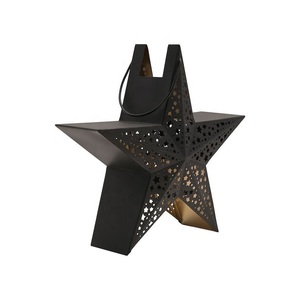 โคมไฟโลหะรูปดาวสีทอง ตกแต่งบ้านช่วงคริสต์มาส ที่วางเทียนทองเหลืองพร้อมหูจับ - Product Image 6