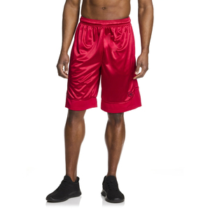 Shorts de sport décontractés pour hommes en satin rouge, taille mi-haute, avec cordon de serrage, logo frontal, séchage rapide et poches - Product Image 6