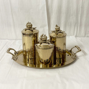Metal Spice <b>Storage</b> Canisters Set with Oval Tray Leak Proof Cylinder Shape Handcrafted Design Flip Top Lids <b>Kitchen</b> <b>Storage</b> Box - Product Image 4